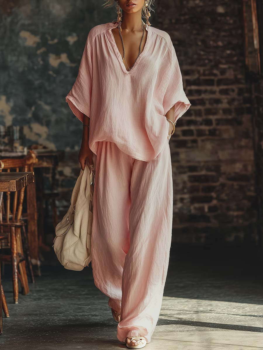 Set Camicia e Pantaloni V-Neck Samantha