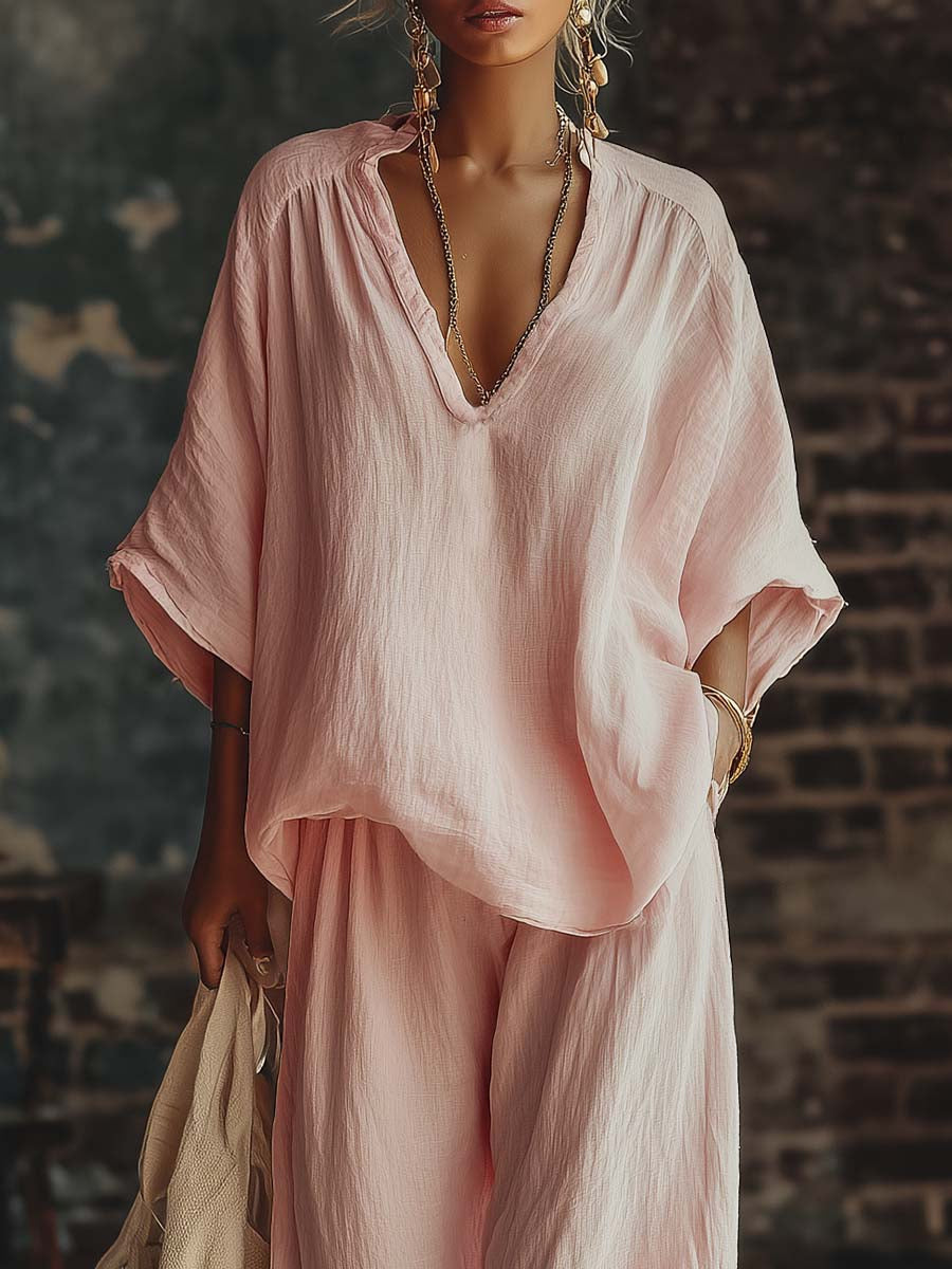 Set Camicia e Pantaloni V-Neck Samantha