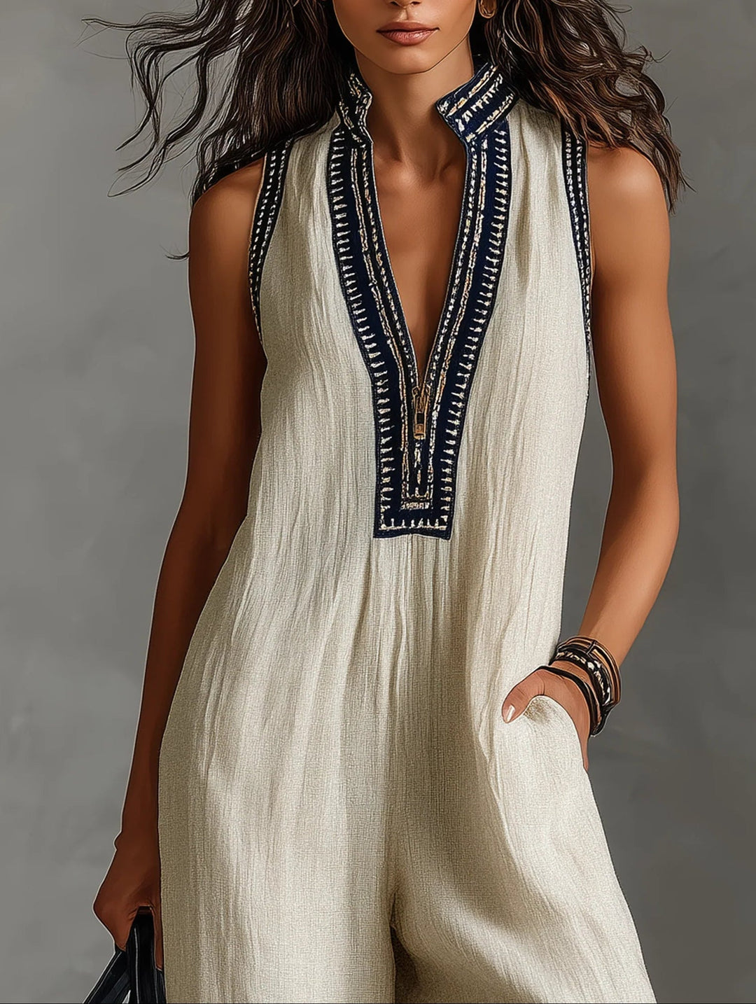 Jumpsuit Lila con Collo Alto