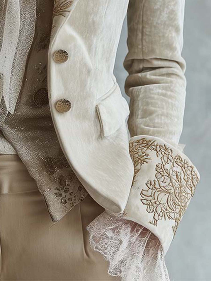 Constance | Blazer Ivoire Ricamato Tailleur