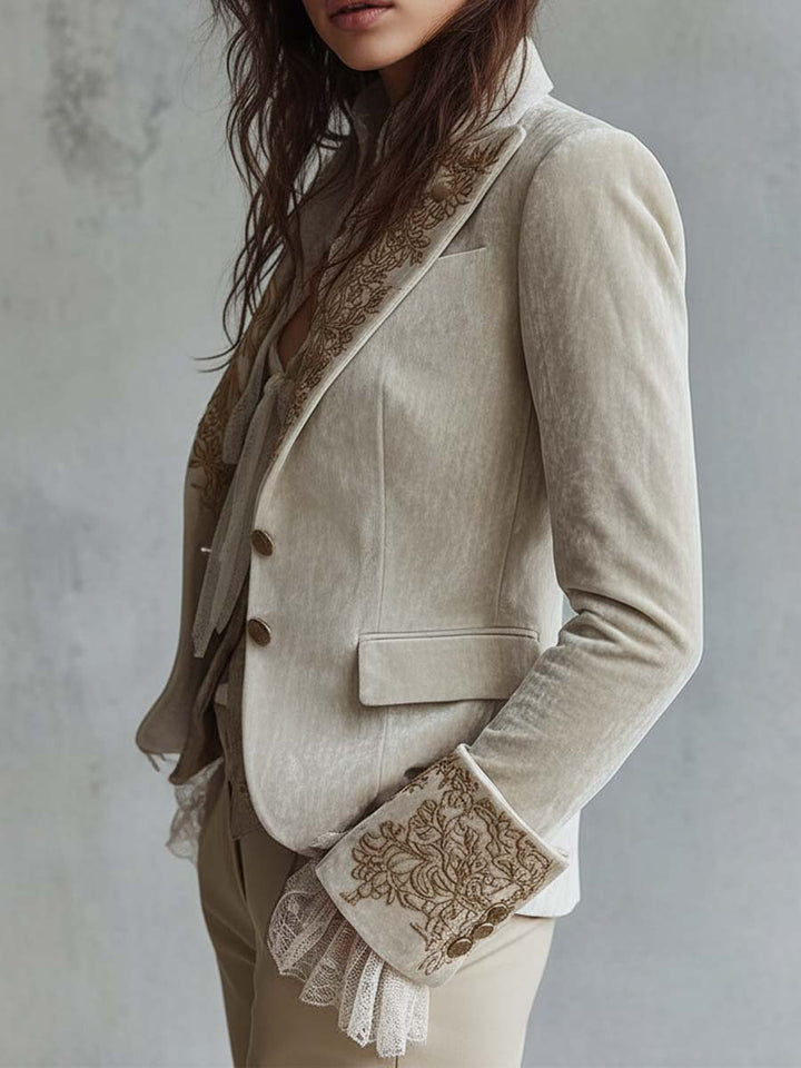 Constance | Blazer Ivoire Ricamato Tailleur
