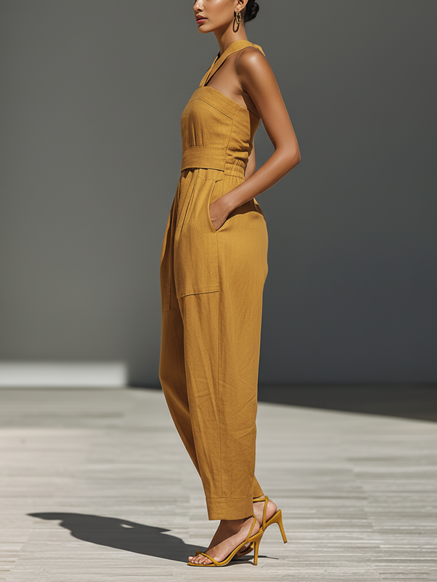 Gabrielle - Tuta in Lino Giallo Senape