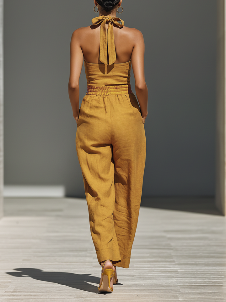 Gabrielle - Tuta in Lino Giallo Senape