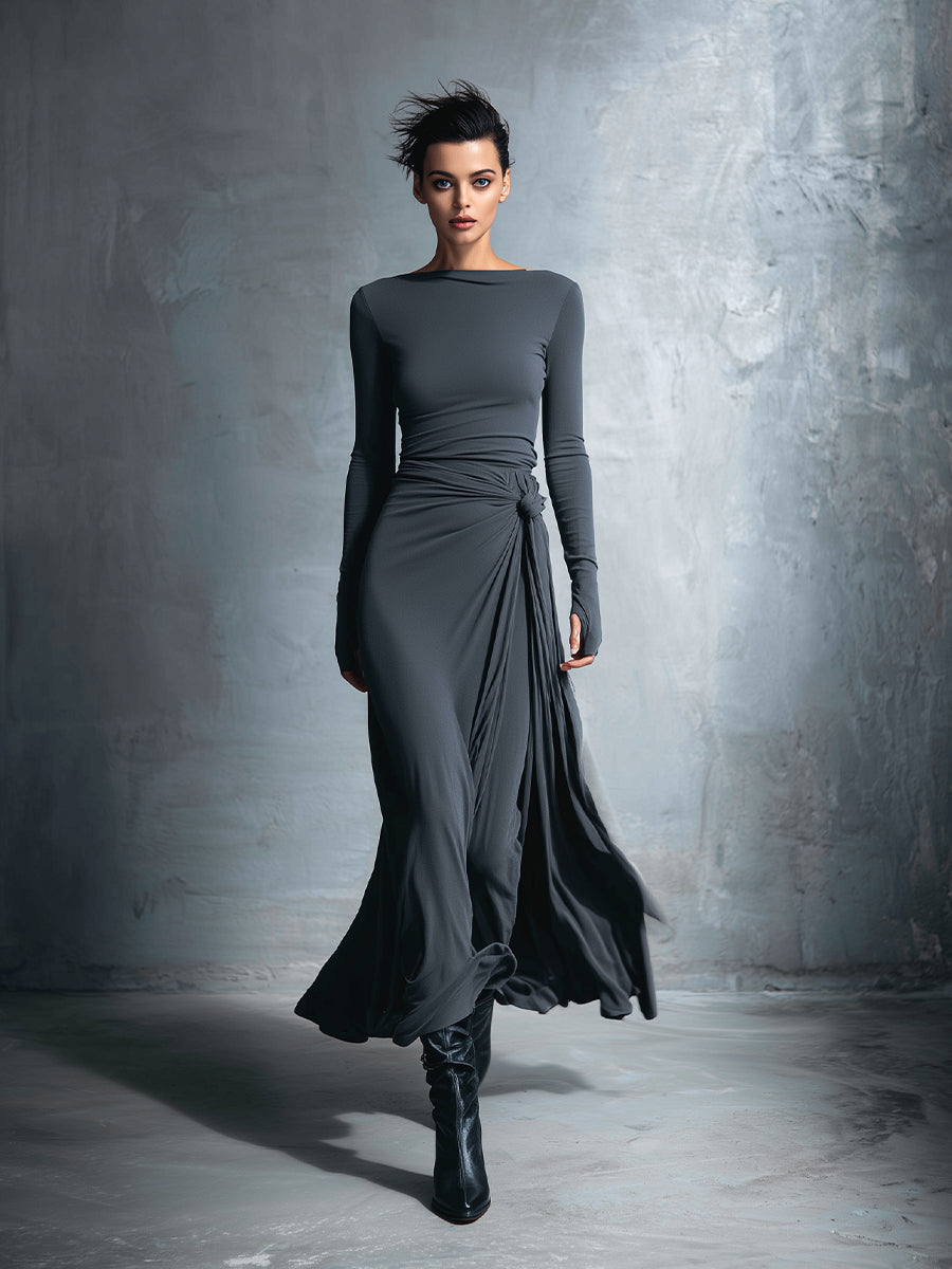 Naiara | Abito maxi con nodo laterale