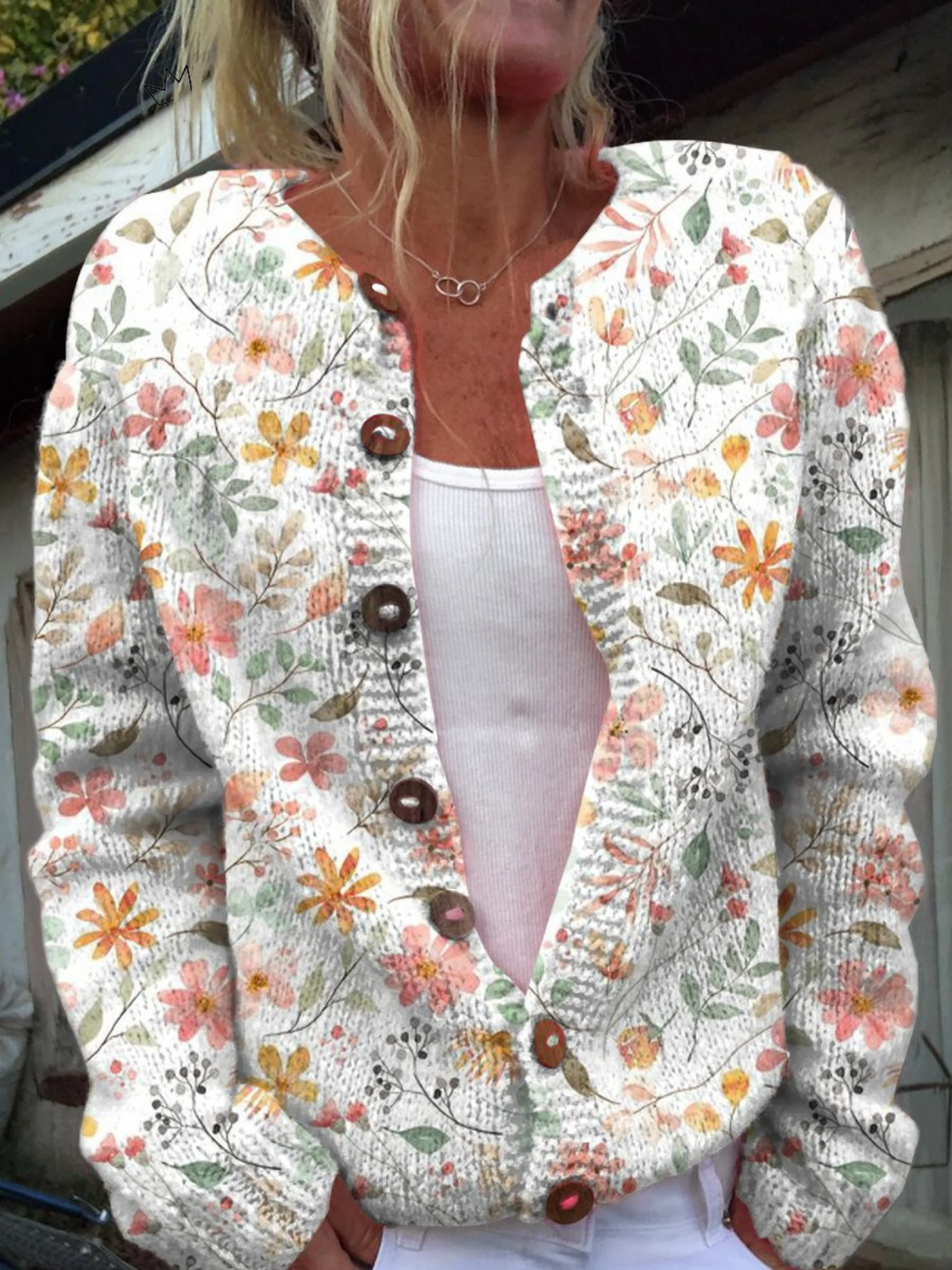 Greta™ | Cardigan in Maglia Vintage con Fantasia Floreale