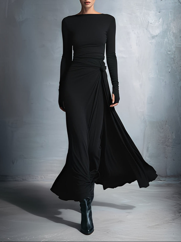 Naiara | Abito maxi con nodo laterale