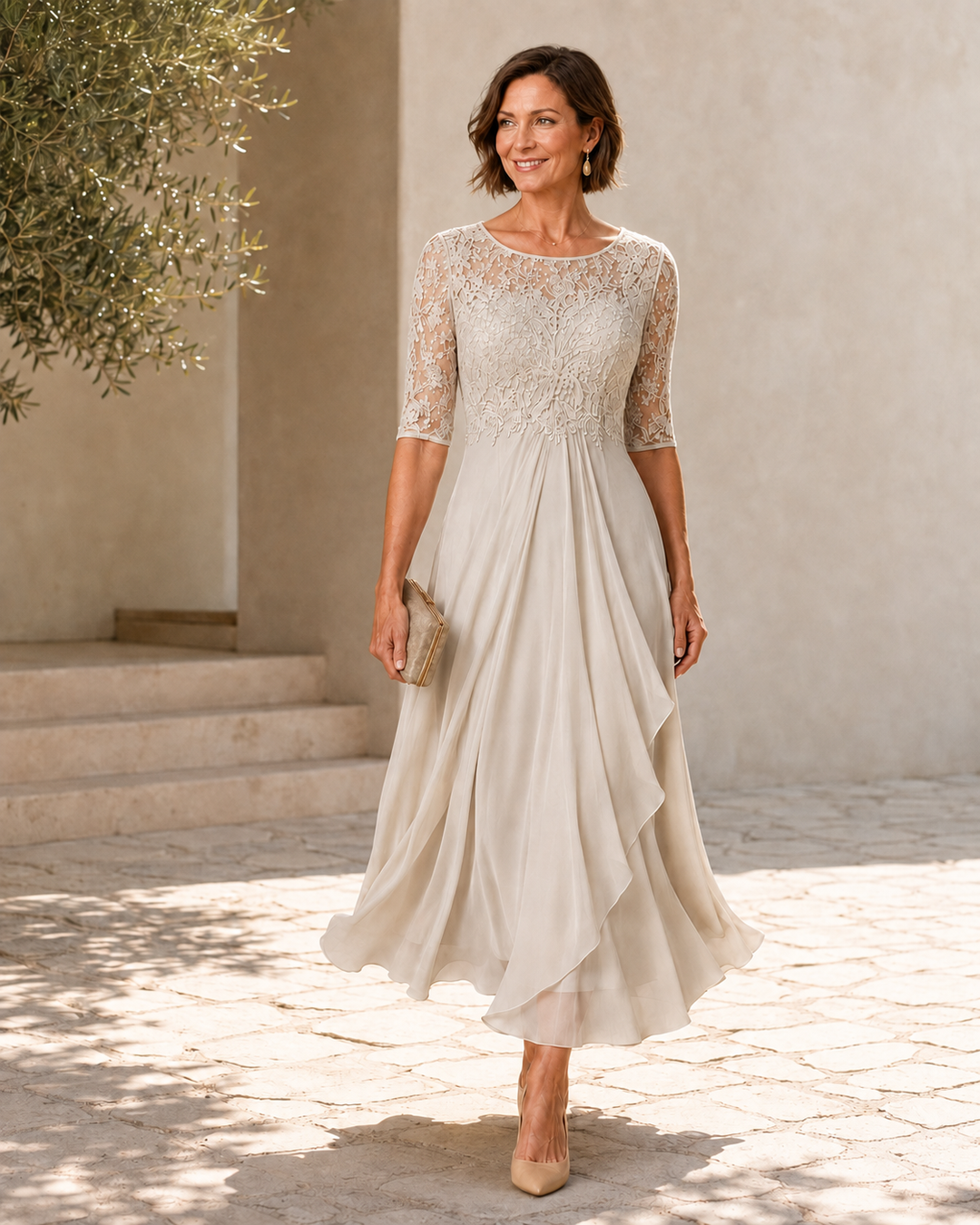 Rosa – Il Vestito Midi in Pizzo Che Slancia