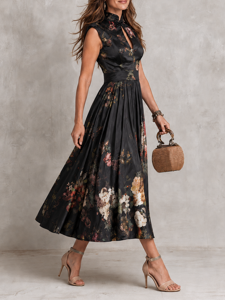 Mia | Abito Midi Plissettato con Keyhole