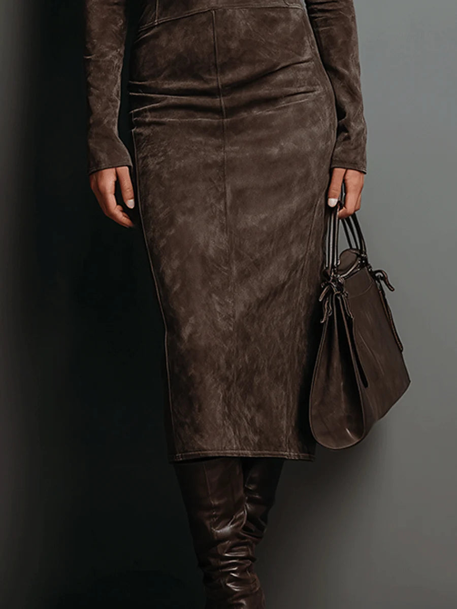Ava | Abito Midi in Suede