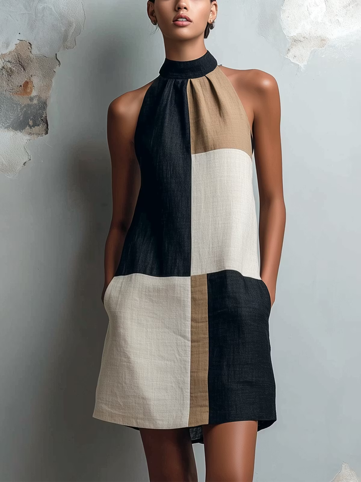 SABRINA | ABITO MINI HALTER COLORBLOCK