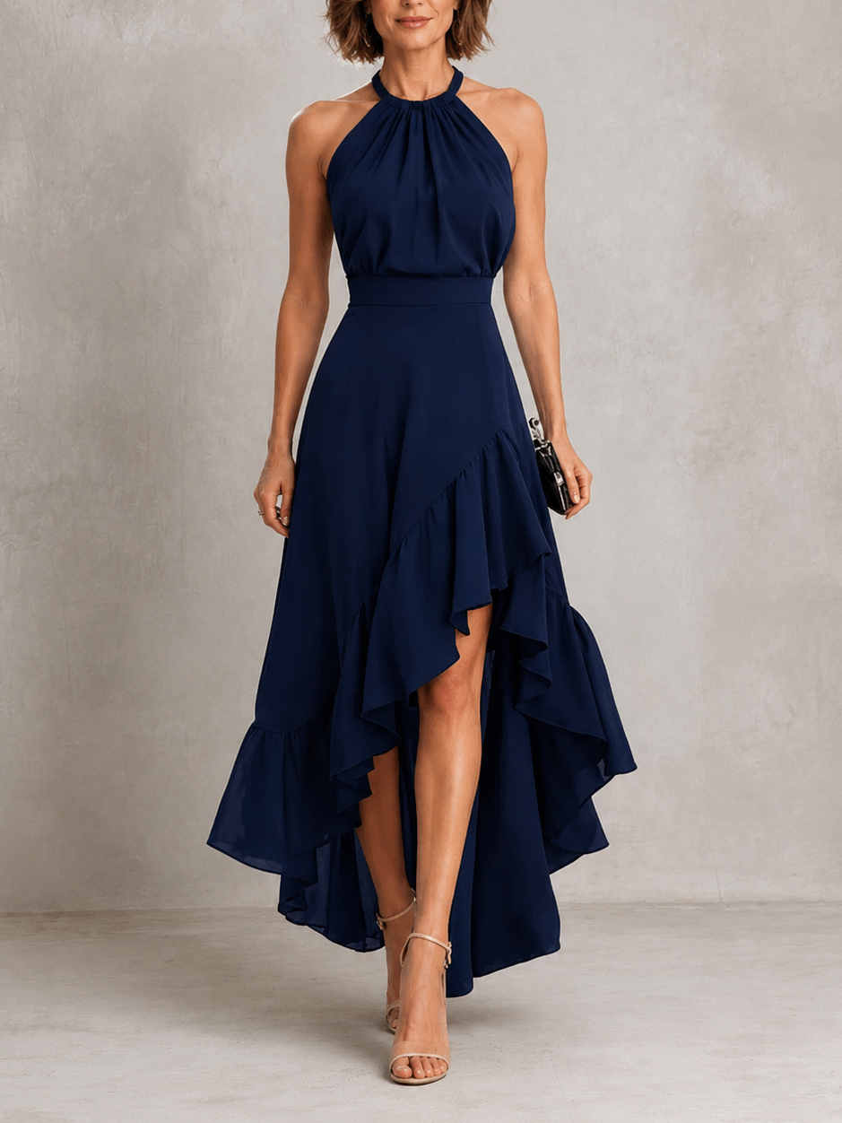 Chloe | Abito con Scollo All'Americana e Orlo a Volant