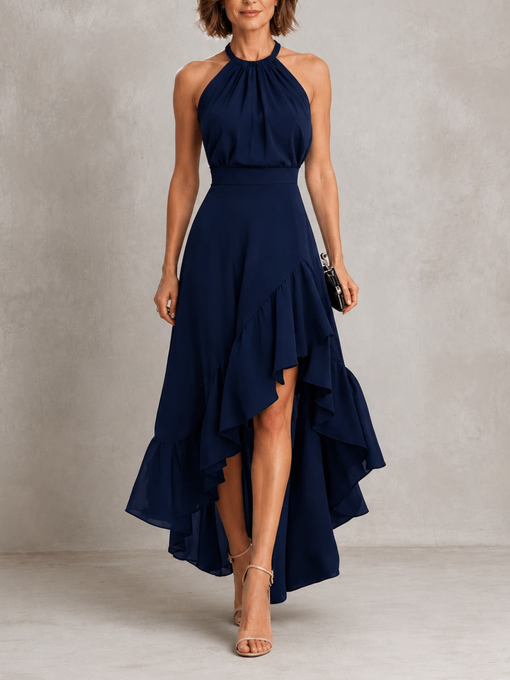 Chloe | Abito con Scollo All'Americana e Orlo a Volant