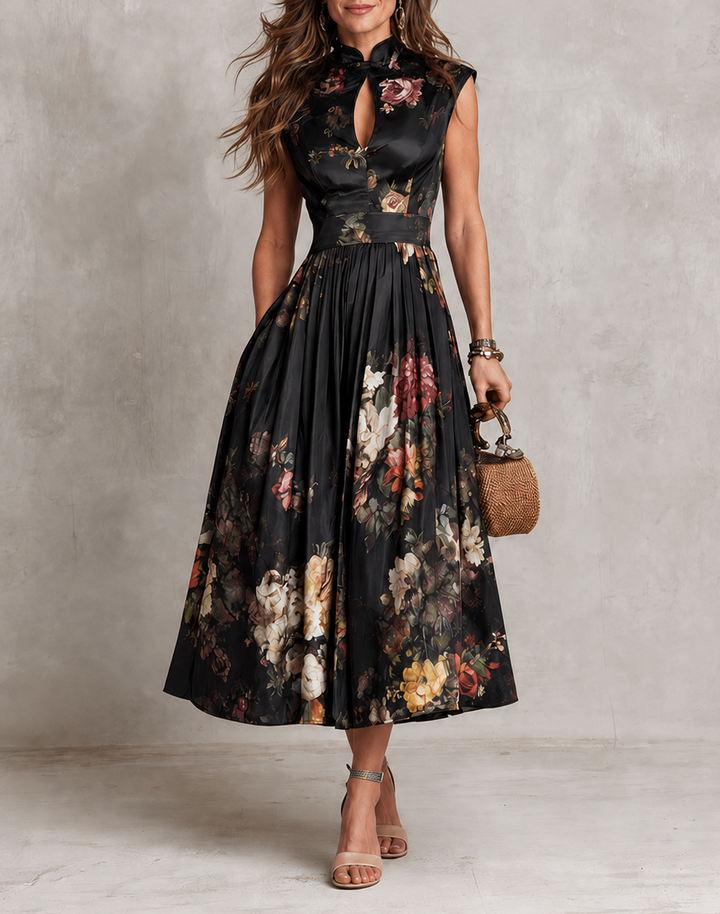Mia | Abito Midi Plissettato con Keyhole