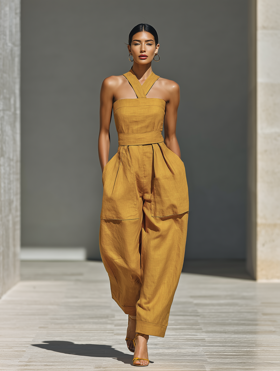 Gabrielle - Tuta in Lino Giallo Senape