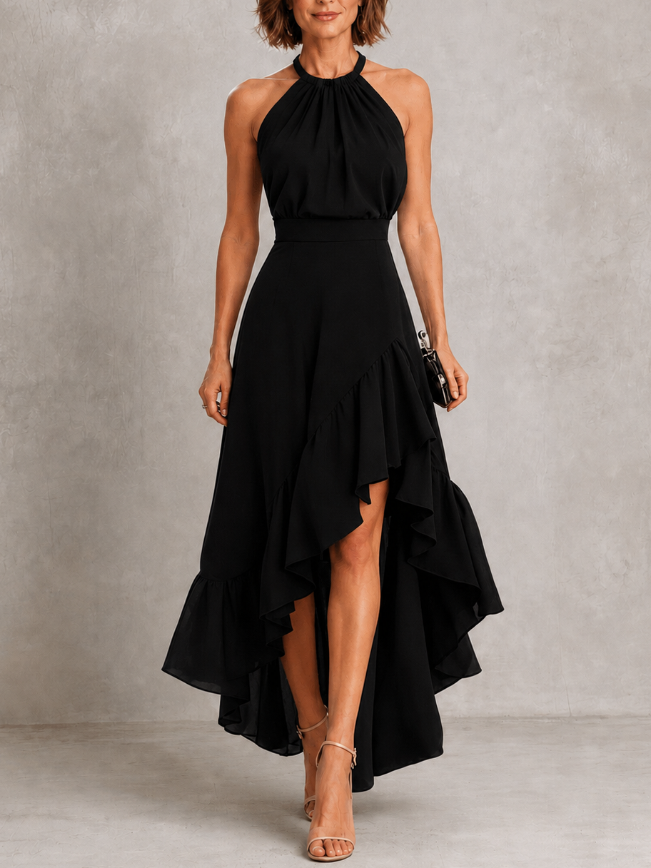 Chloe | Abito con Scollo All'Americana e Orlo a Volant