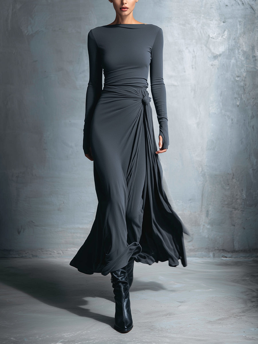 Naiara | Abito maxi con nodo laterale