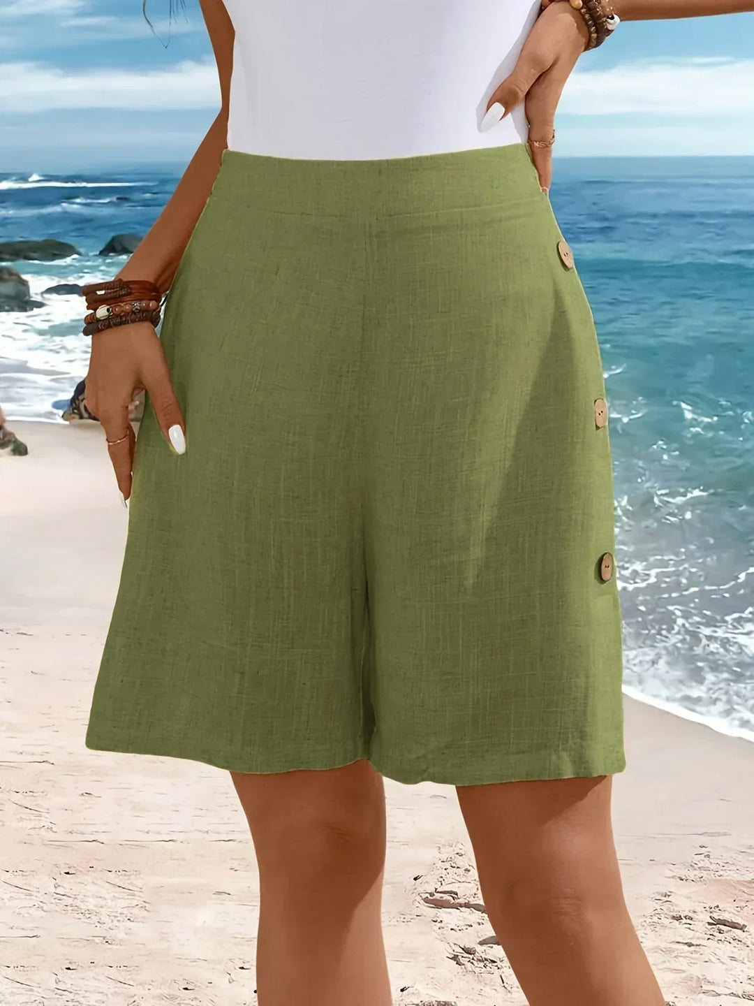 Whitney™ | Pantaloni Corti Con Bottoni Confortevoli