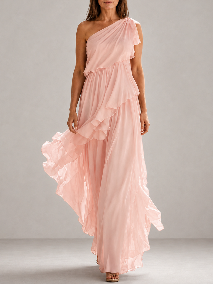 Scarlett | Abito Maxi con Spallina Unica e Rouches