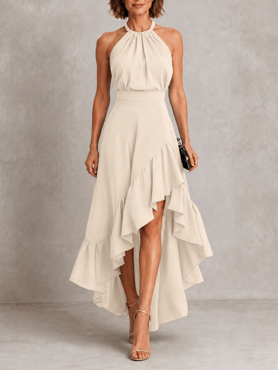 Chloe | Abito con Scollo All'Americana e Orlo a Volant
