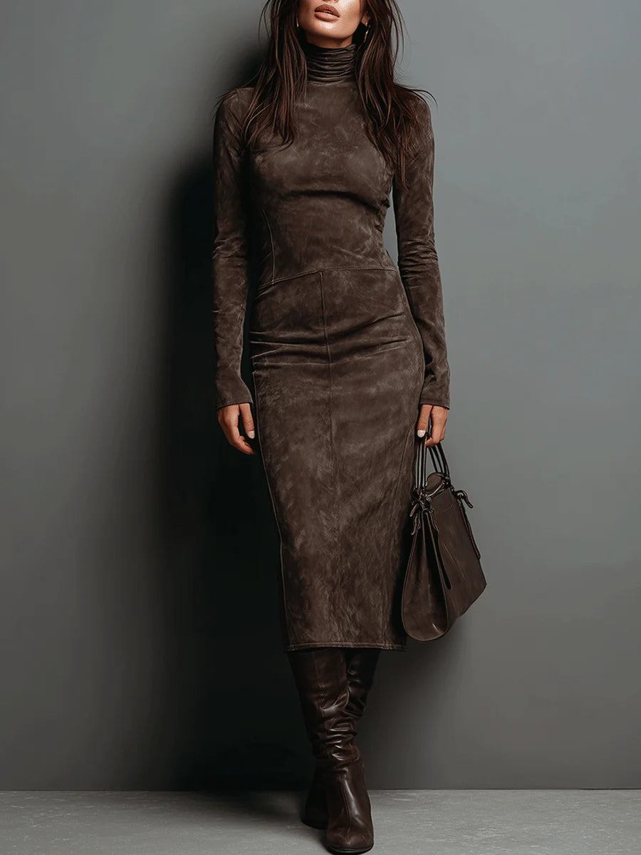 Lorena | Abito Midi Marrone Lungo