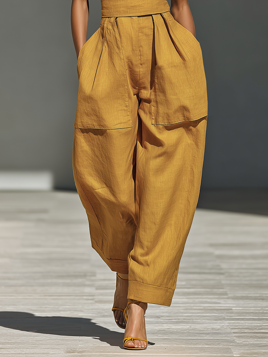 Gabrielle - Tuta in Lino Giallo Senape