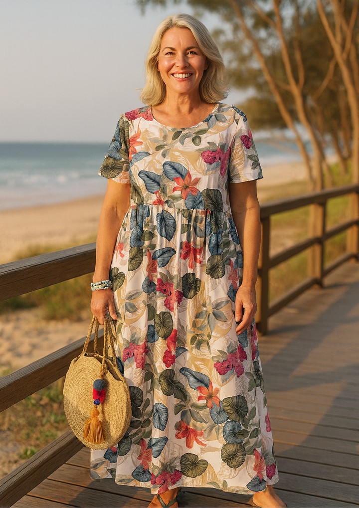 Lovi | Midi con Maniche Fluttuanti a Fiori