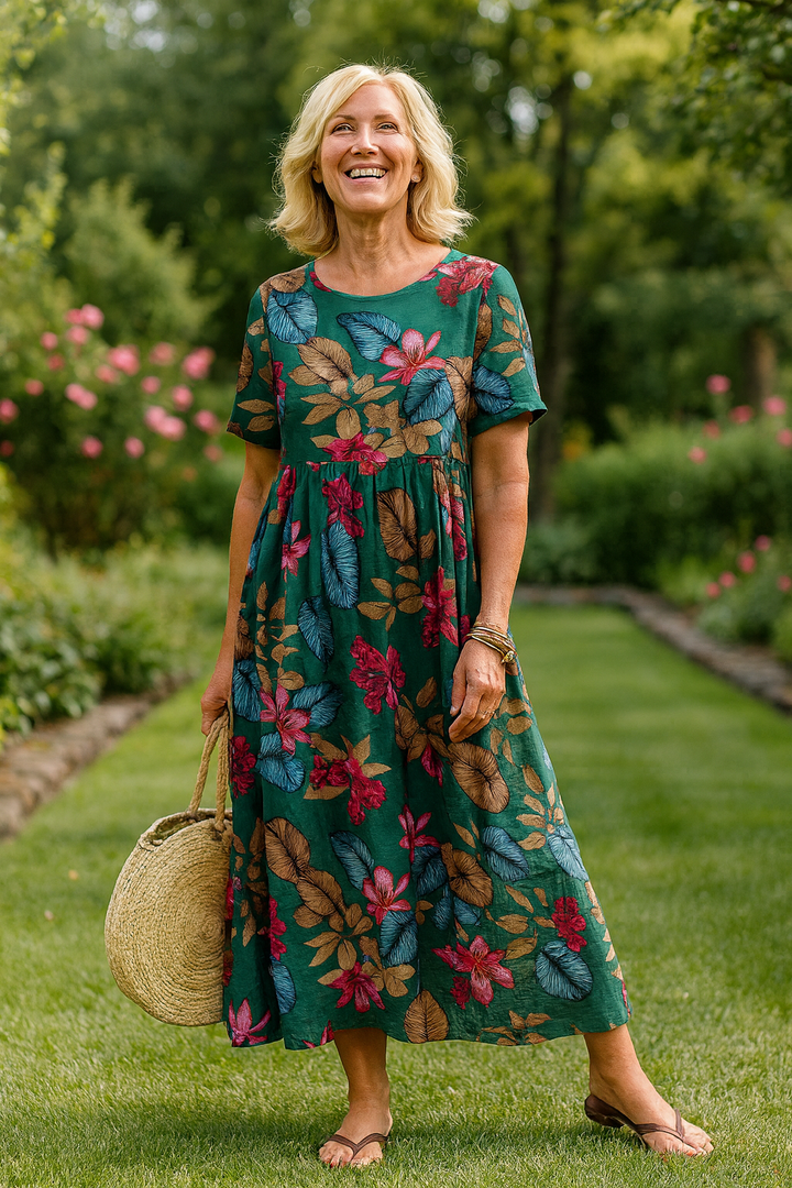 Lovi | Midi con Maniche Fluttuanti a Fiori