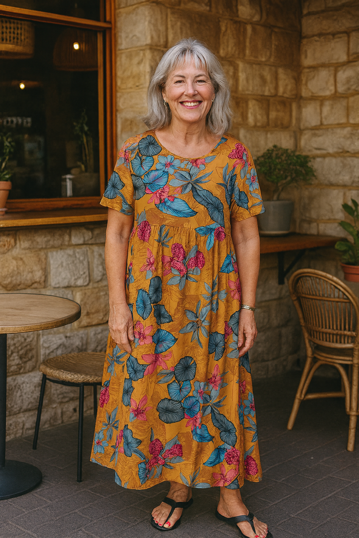 Lovi | Midi con Maniche Fluttuanti a Fiori