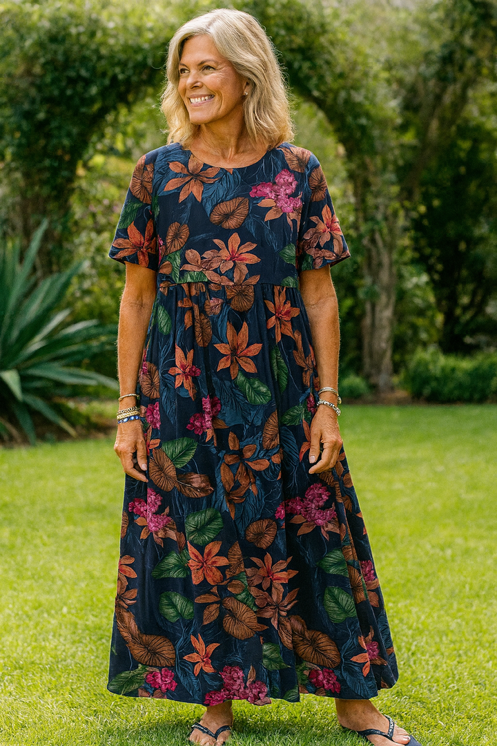 Lovi | Midi con Maniche Fluttuanti a Fiori