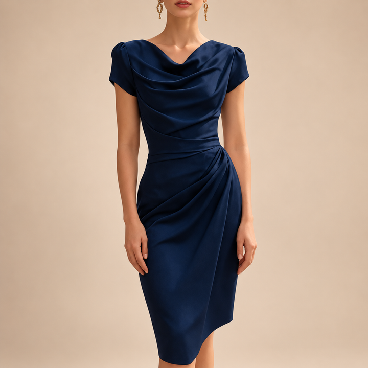 Il Vestito Midi Drappeggiato Amara – Eleganza Sofisticata con una Vestibilità Femminile Flattering