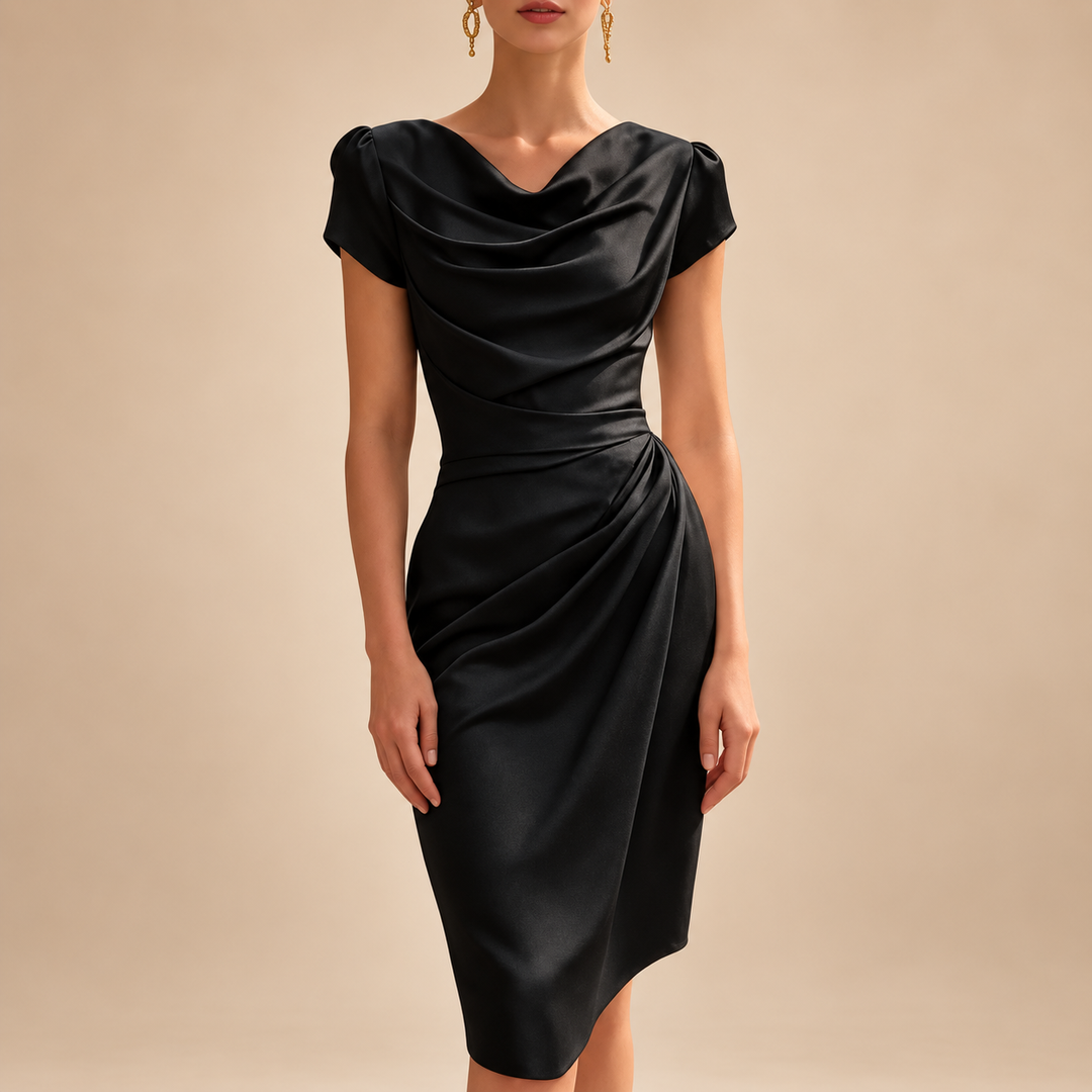 Il Vestito Midi Drappeggiato Amara – Eleganza Sofisticata con una Vestibilità Femminile Flattering
