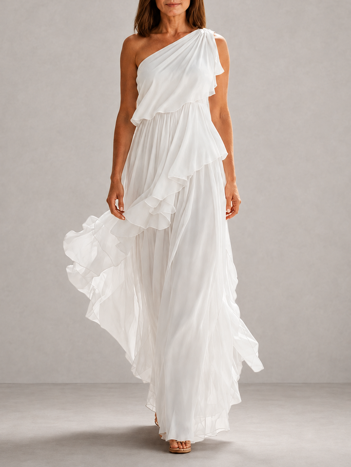Scarlett | Abito Maxi con Spallina Unica e Rouches