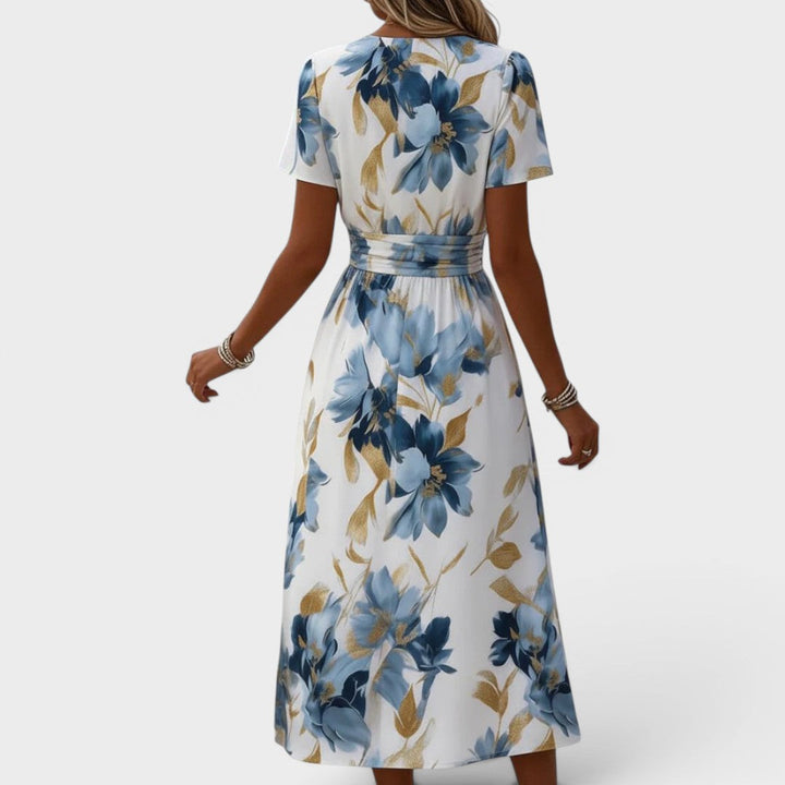 Elara | Vestito Midi con Maniche a Fiori