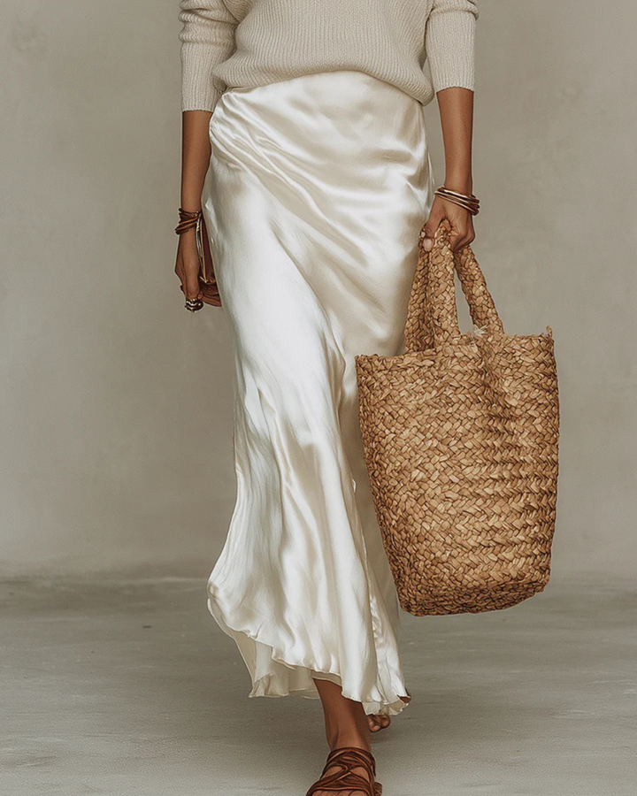 Elena | Vestito Midi in Satin con Maglione Incluso