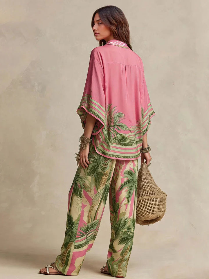 Set Kimono Due Pezzi con Stampa Palma Senza Sforzo