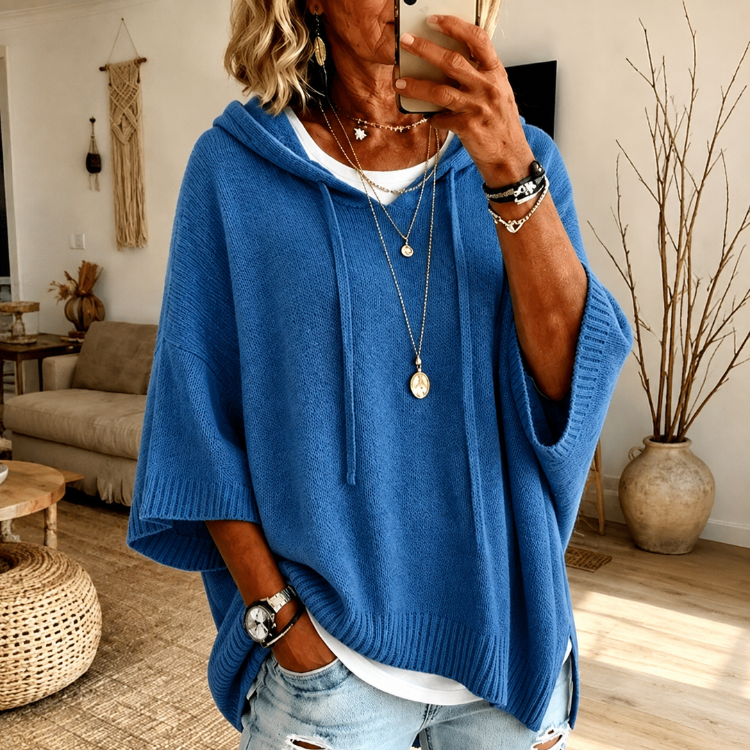 Amelie – Poncho Sweater Blu
