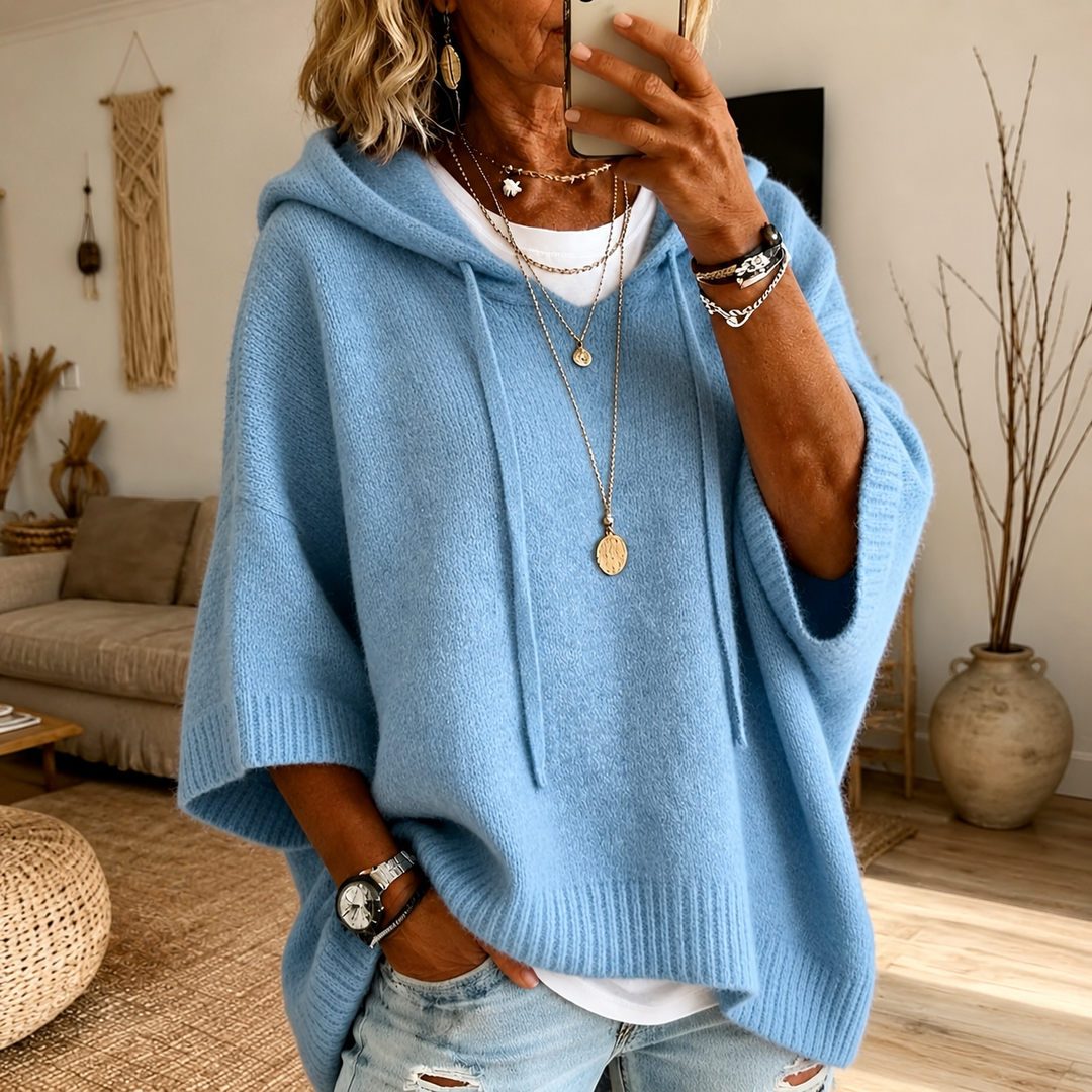 Lea – Poncho Sweater Azzurro Cielo