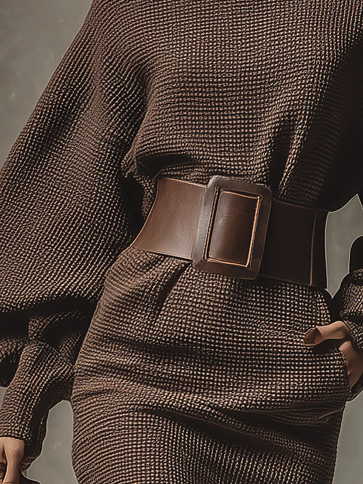 Clea - Abito Corto Tricot Strutturato con Cintura