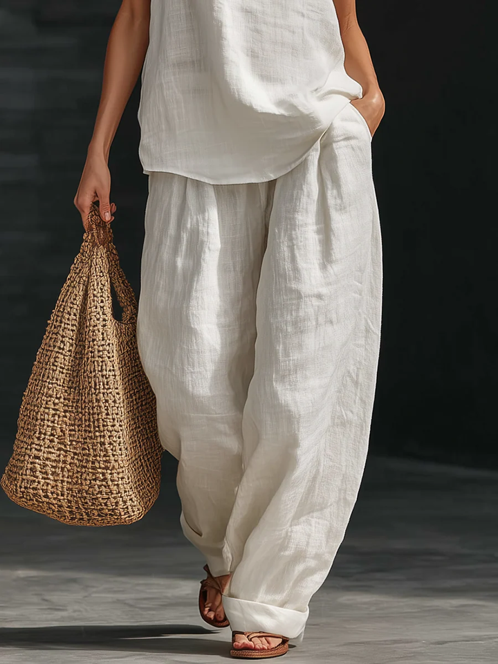 Carlotta — Set elegante senza maniche con pantaloni larghi