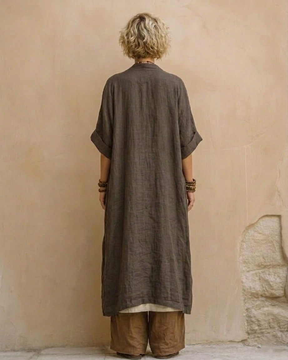 Set di Tre Pezzi con Motivo Tribale Bohemien Nomade Grigio Scuro e Marrone