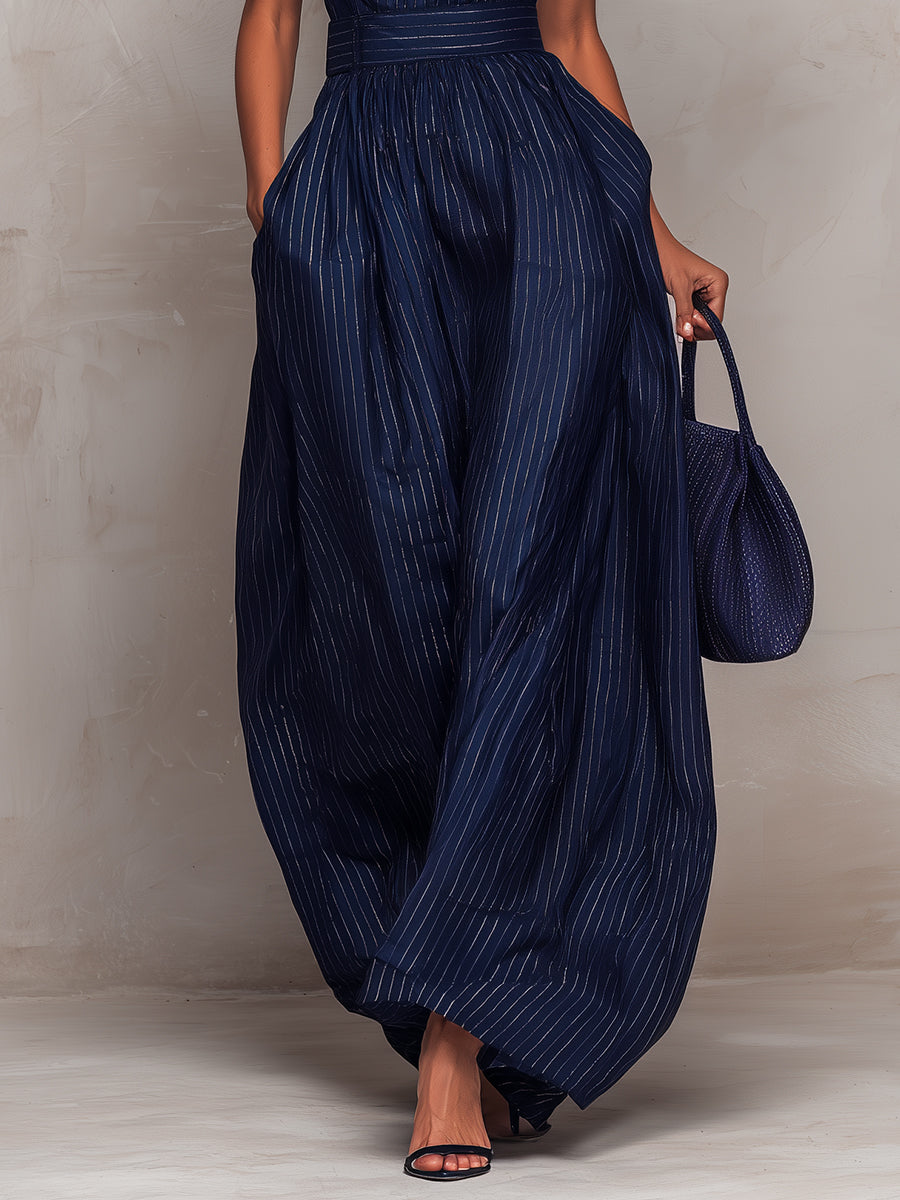 Jumpsuit a gamba larga in zaffiro
