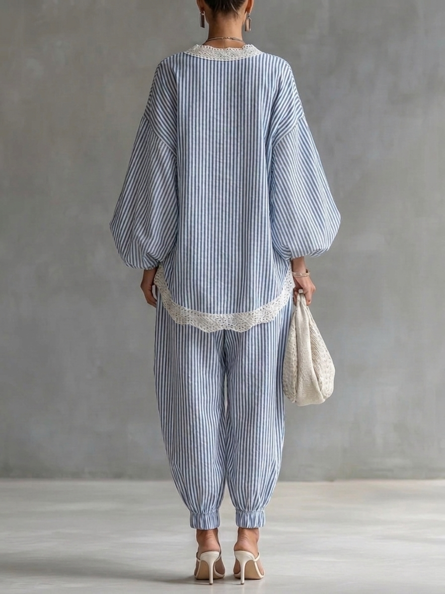 Set a due pezzi a righe blu Sofia