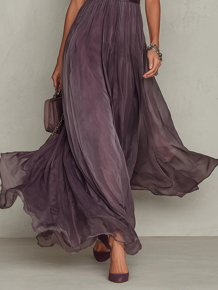 Abito Maxi con Scollatura a Chiave Viola
