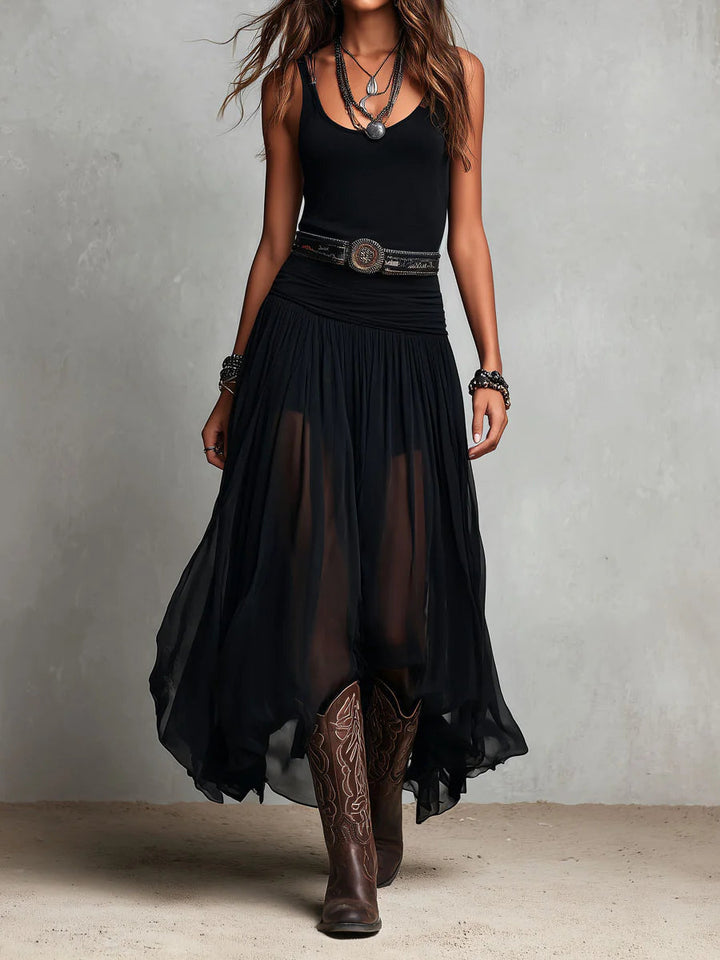 Top senza maniche nero con gonna in tulle maxi (senza cintura)