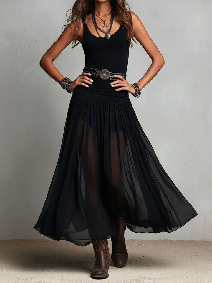 Top senza maniche nero con gonna in tulle maxi (senza cintura)