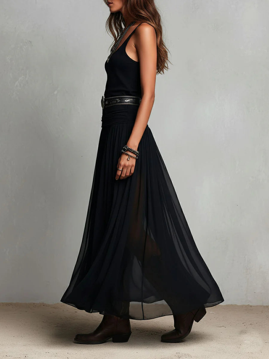 Top senza maniche nero con gonna in tulle maxi (senza cintura)