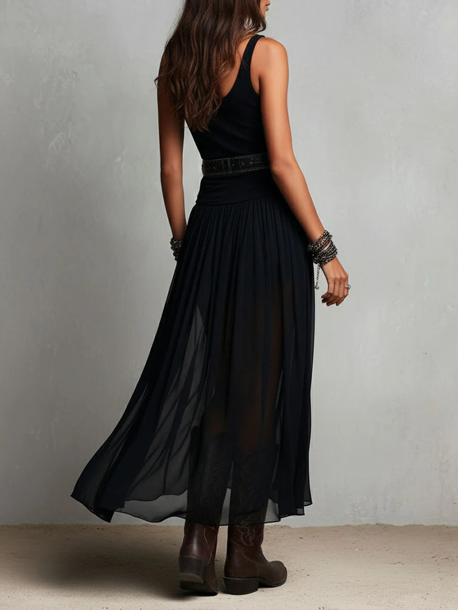 Top senza maniche nero con gonna in tulle maxi (senza cintura)