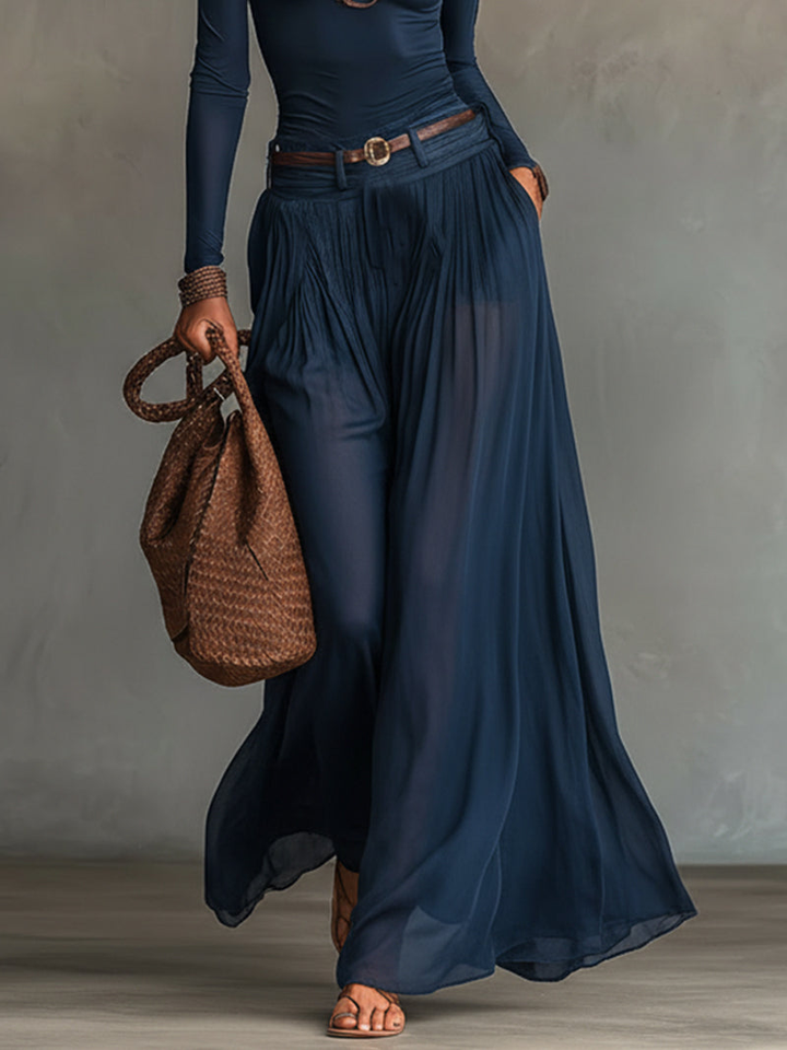 Set Top Celeste a Spalla Unica e Gonna in Tulle