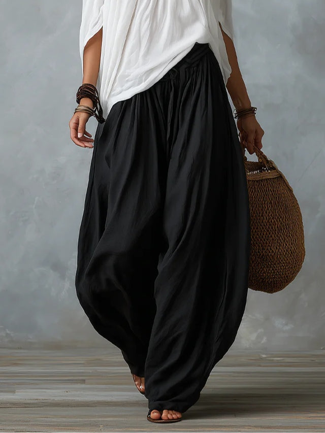 Top Bianco Off-the-Shoulder e Set di Pantaloni Lantern Larghi