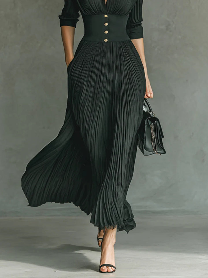 Maéline - Abito Midi Chic con Vita Scolpita